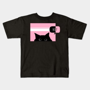 cat sayes hey Kids T-Shirt